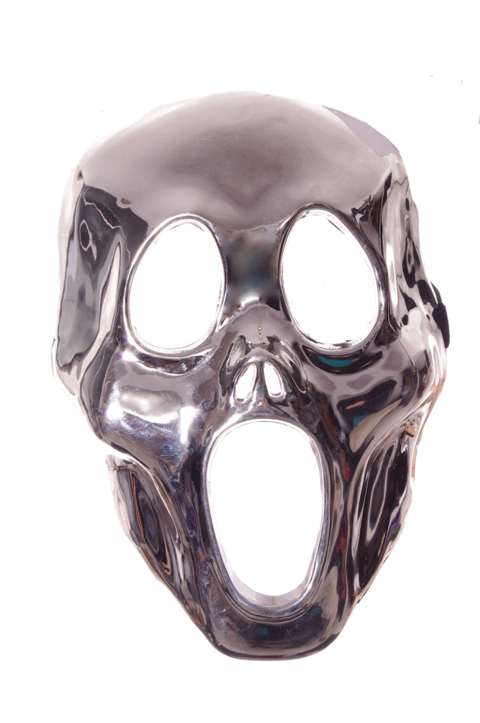 Silver Man Metallic Scream Ghost Monster Mask Costume Accessory Scary Mean New