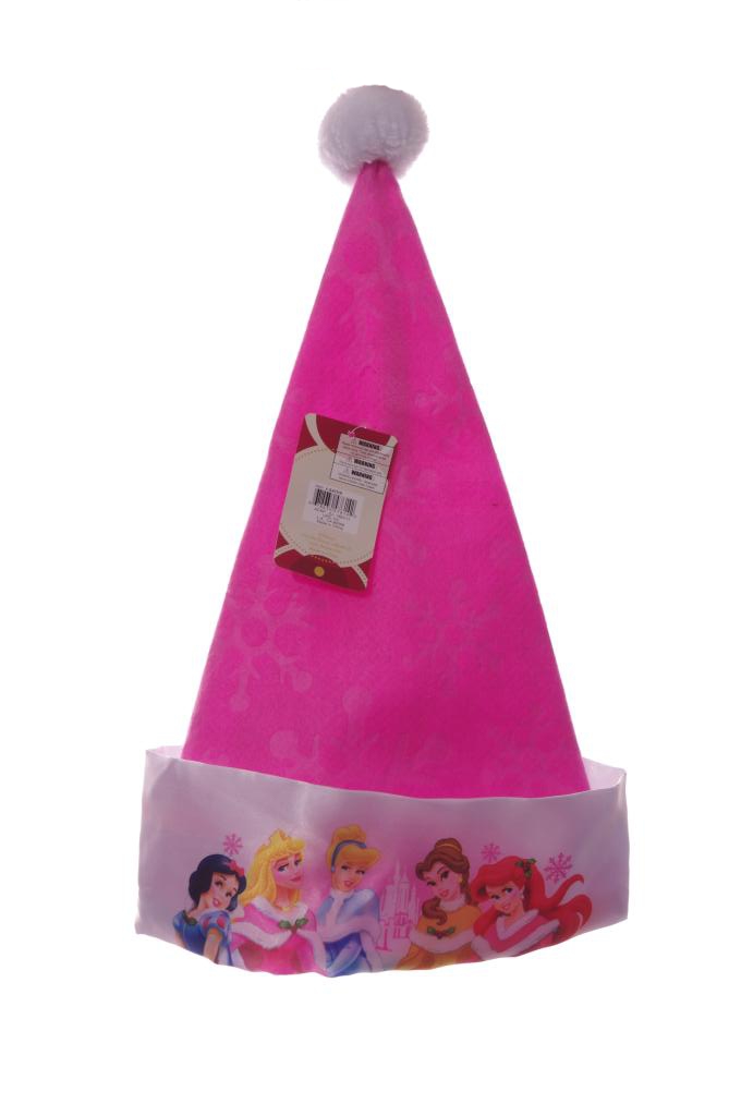 Disney Princess Girls Pink Santa Claus Hat Christmas Cinderella Belle Ariel New