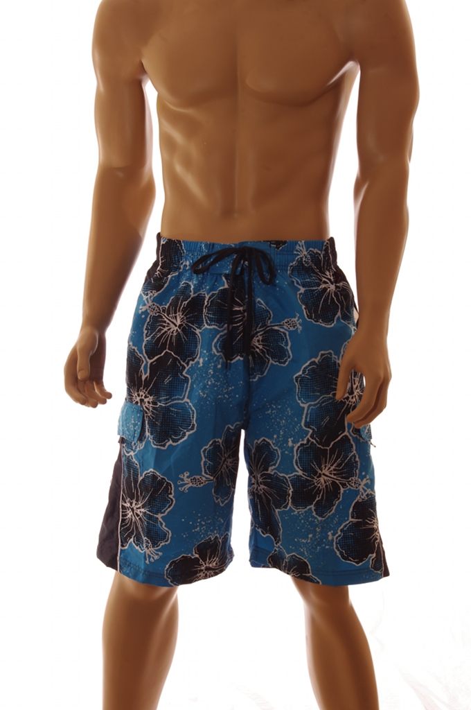 NBN Gear Mens Blue Black Hawaiian Swim Trunks Board Shorts Medium XL 2XL 2X New